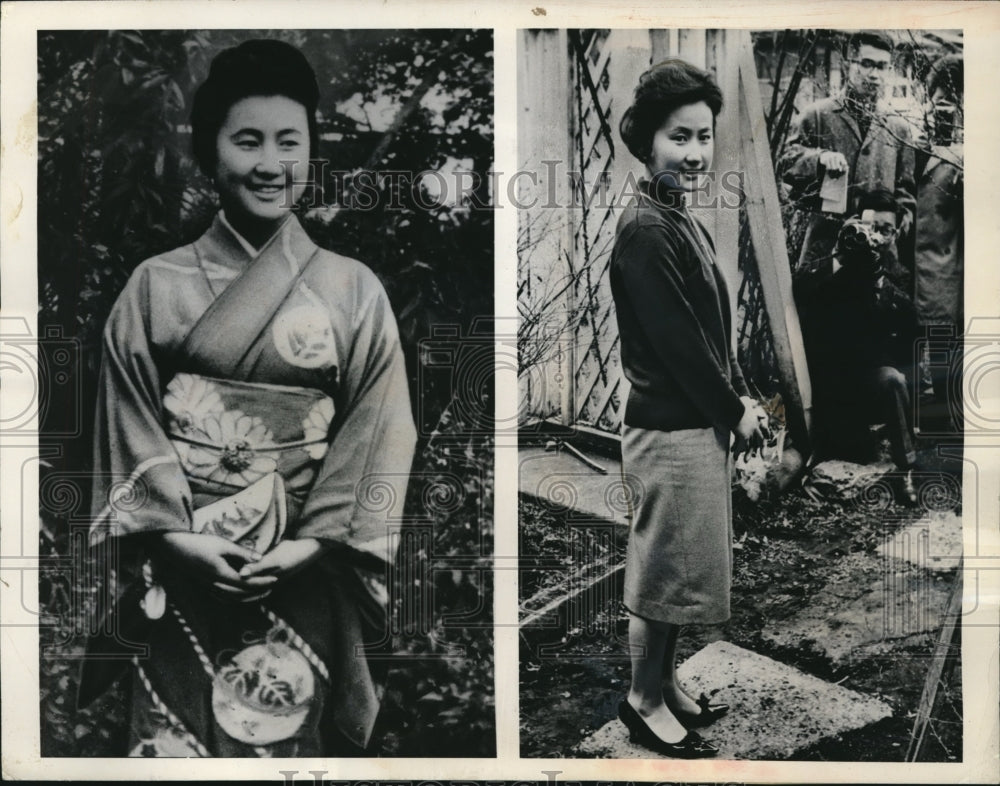 1964 Press Photo Toyko Japan Hanako Tsugaru chair of Olympic Prep office - Historic Images