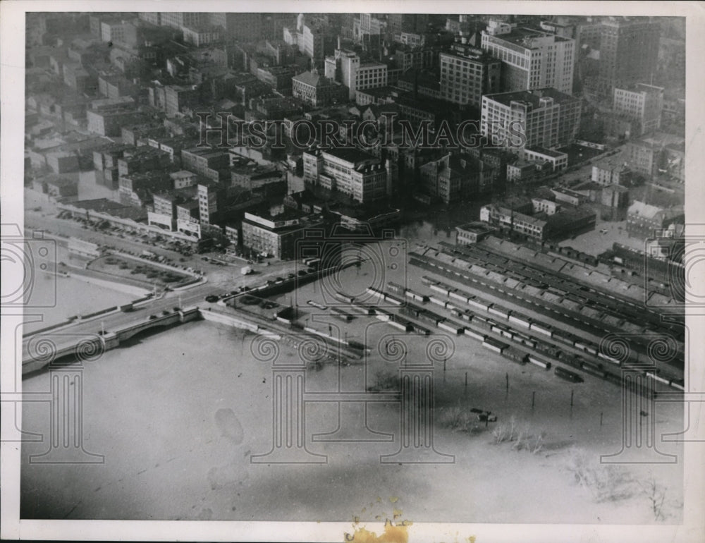 1936 Air view of Hartford Conn floods from Conn River-Historic Images