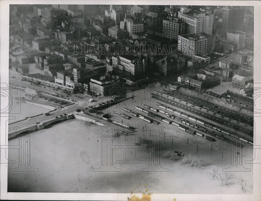 1936 Air view of Hartford Conn floods from Conn River-Historic Images