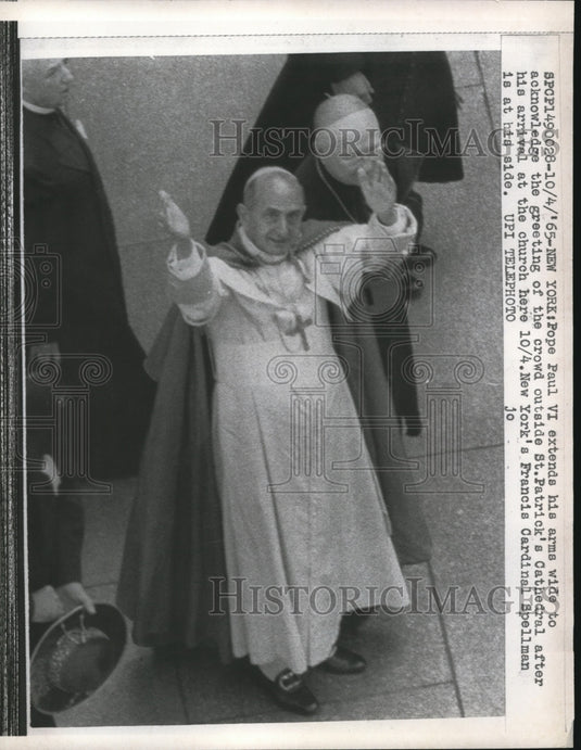 1965 Press Photo NYC Pope Paul VI at St Patrick's Cathedral - Historic Images