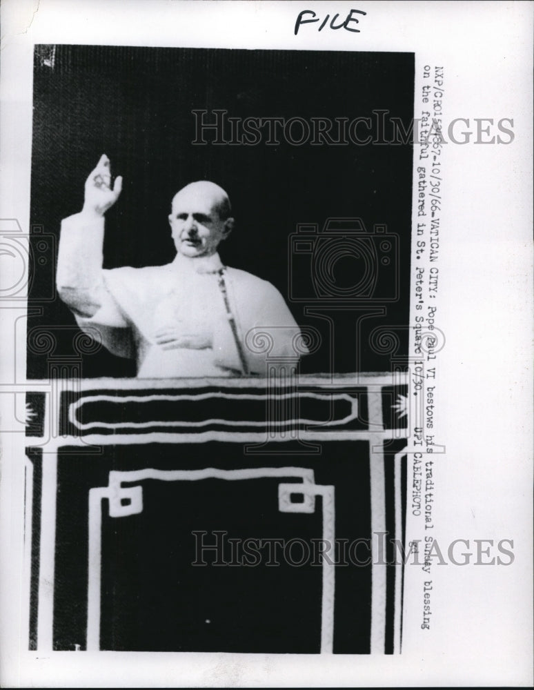 1966 Press Photo Vatican City Pope Paul VI at St Peter&#39;s Square - Historic Images