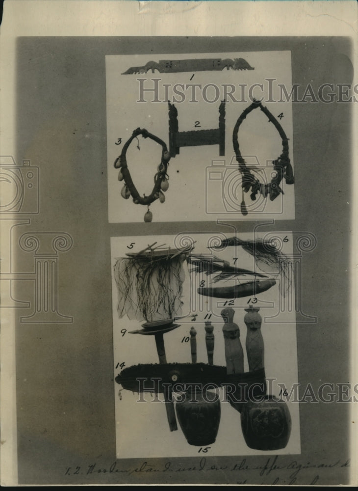 1929 Press Photo Wooden stands  for religious ceremonies on museum display - Historic Images