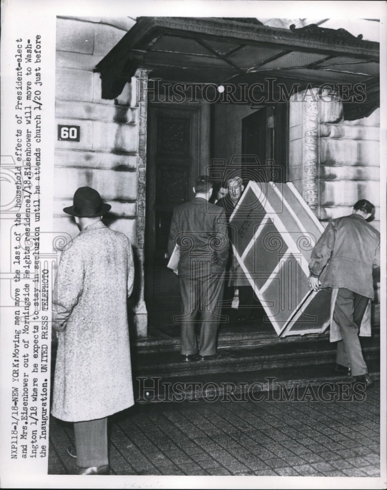 Press Photo New York moving men President elect Eisenhower from Morningside - Historic Images