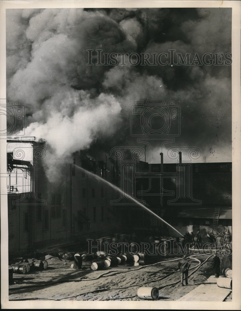 1948 Cleveland Ohio firemen battle blaze at Arco Co-Historic Images