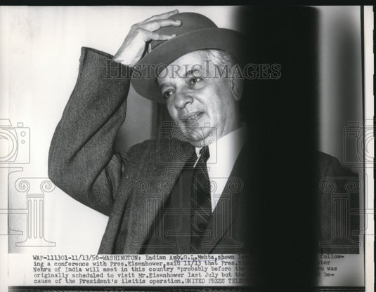 1956 Press Photo G.L. Mehta, Indian Ambassador in Washington D.C. - Historic Images