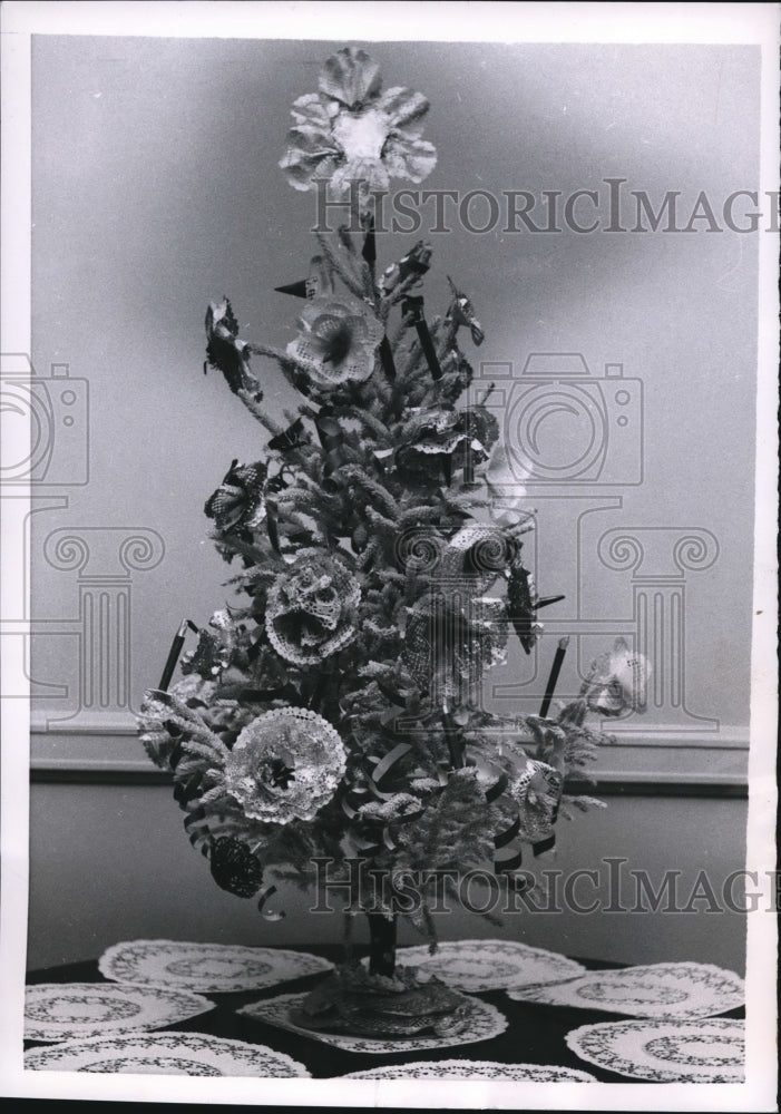 1954 Press Photo Dwarf Christmas trees, specialty of Halvorson Trees,Duluth, Min - Historic Images