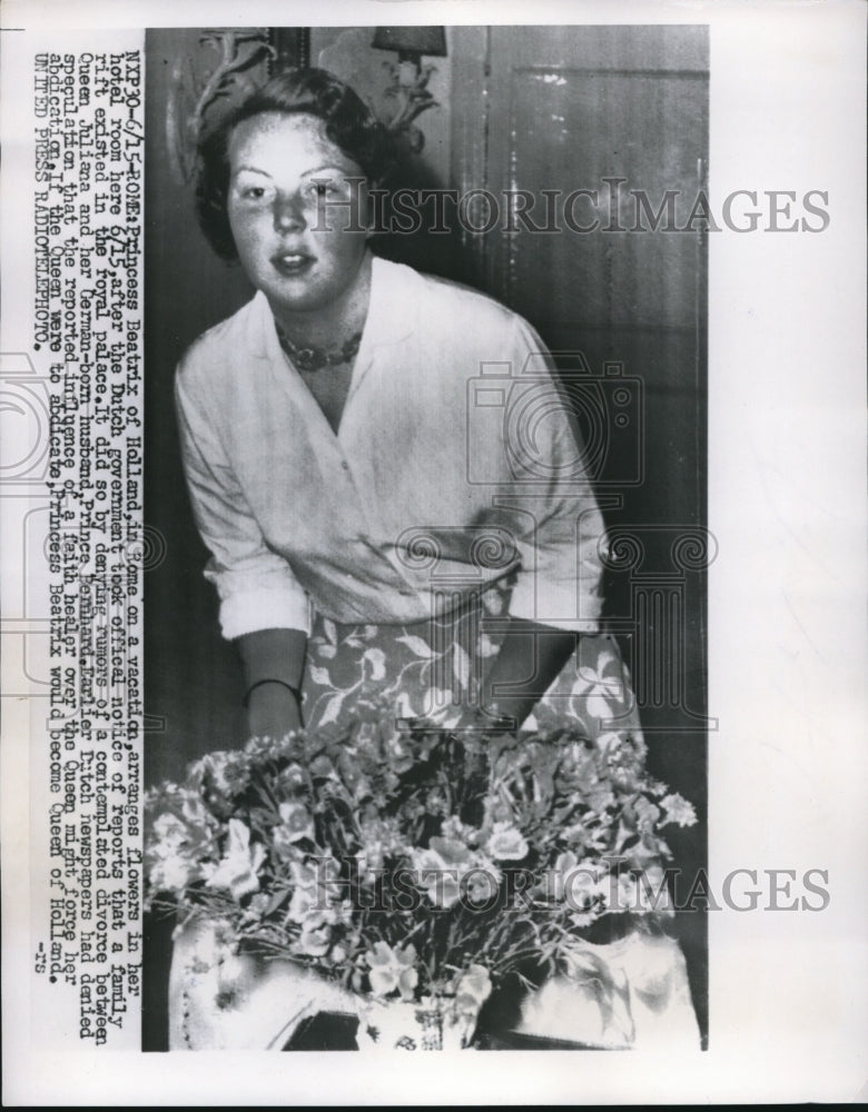 1956 Press Photo  Netherlands Crown Princess Beatrix on visit in Rome - Historic Images