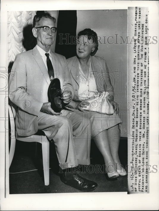 1956 Mr. and Mrs. Laverne Morris,parents of Ms.Universe Carol Morris - Historic Images