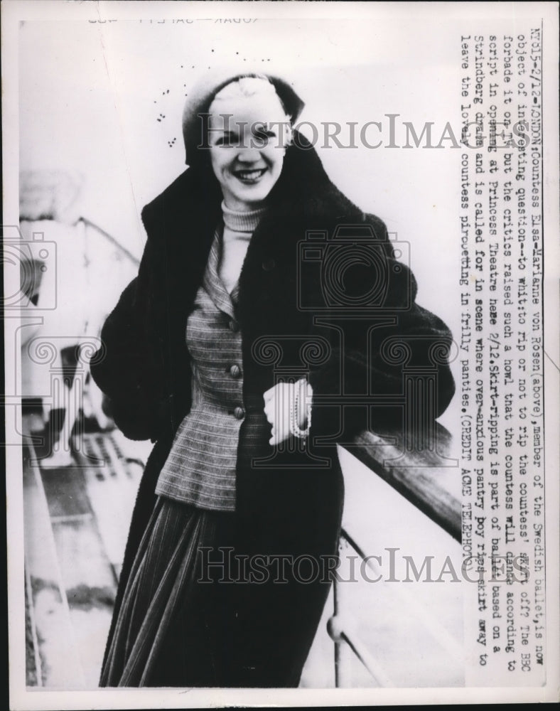 1951 Press Photo Countess Elsa Marianne von Rosen of Swedish Ballet - Historic Images