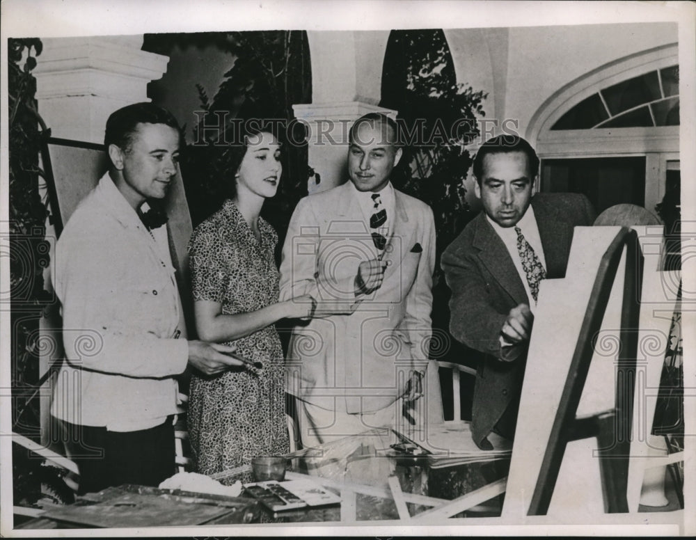 1938 Press Photo Famous Artist paint for Tropical Muilk Fund Ball at Palm Beach - Historic Images