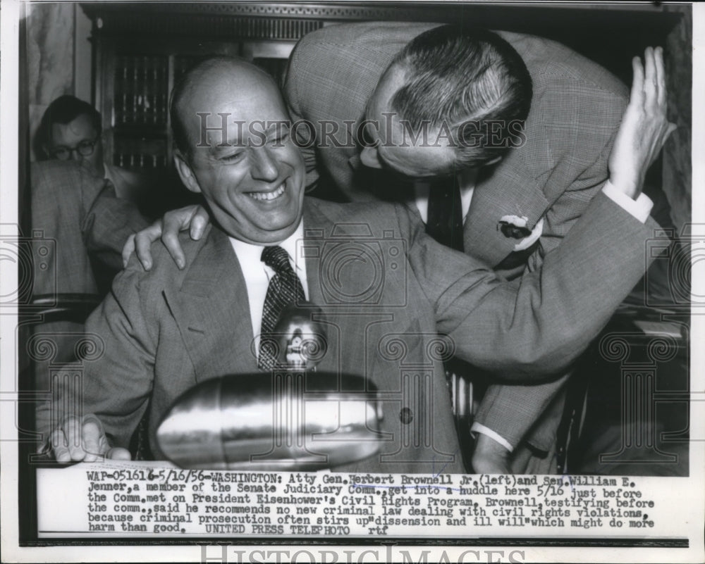 1956 Press Photo Atty. Gen. Herbert Brownell Jr. &amp; Sen. William E. Jenner - Historic Images