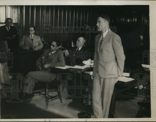 1935 Press Photo Charles White, Albert Fielach and wendell Falsgraf on Trial - Historic Images