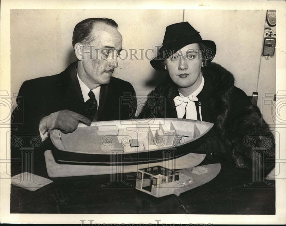 1937 Press Photo Paul Diggens, her attorney Mrs Dorothy Faruolo, divorce hearing - Historic Images