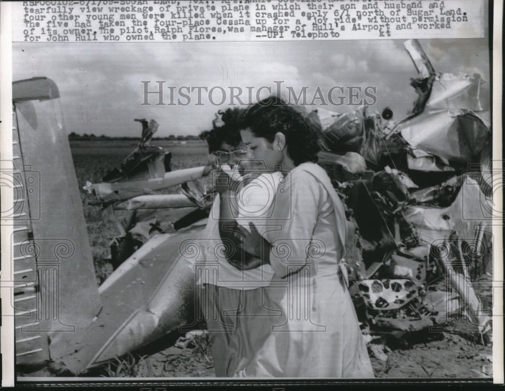 1959 Press Photo View of wreckage of private plane - Historic Images