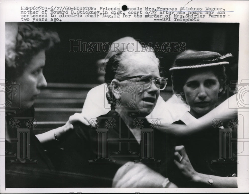 1960 Press Photo Mrs. Frances Stickney Wagner after son sentenced to death - Historic Images