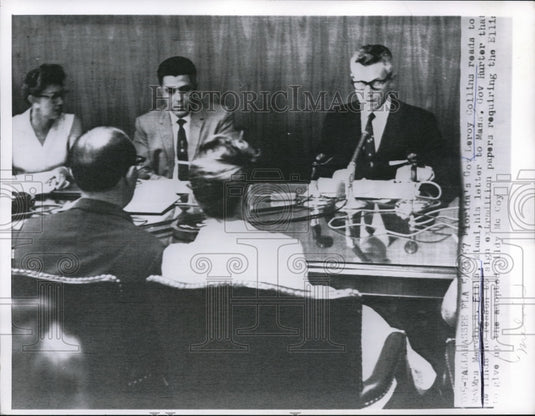 1957 Press Photo Florida's Governor L. Collins reads to M.B. Elbia - Historic Images