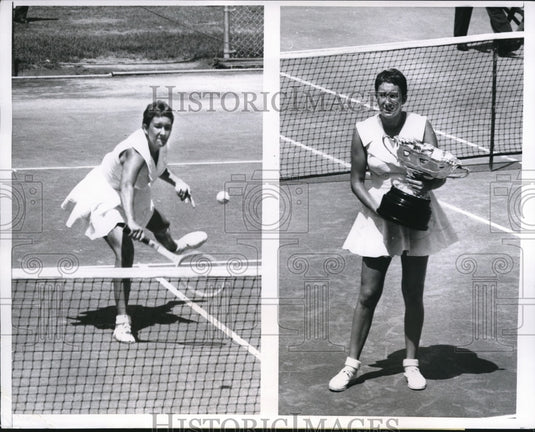 1959 Press Photo Sally Moore, Clay Court's Tournament Women's Singles Champion - Historic Images
