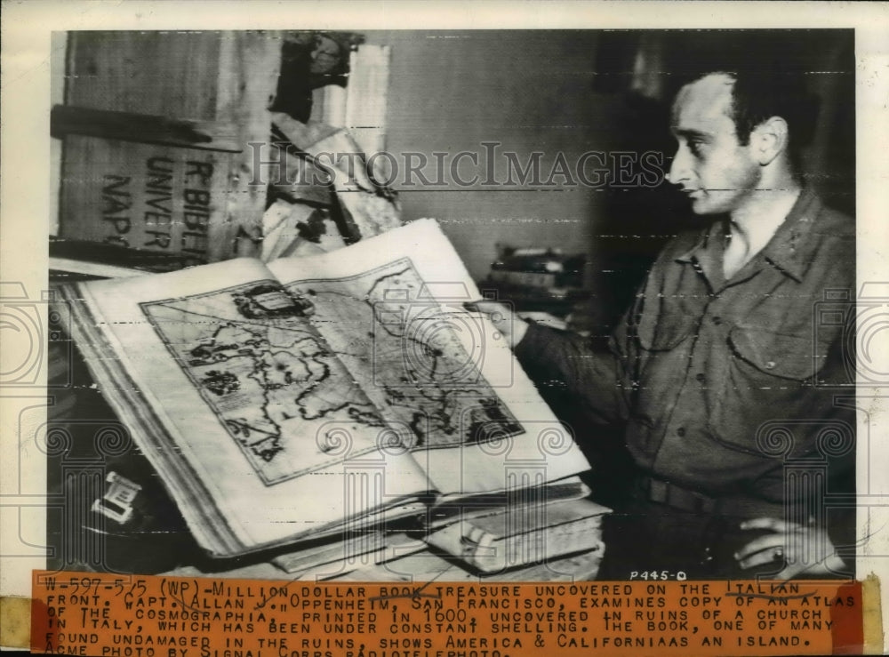 1944 Captain Allan J Oppenheim &amp; Atlas of the Cosmographia Italy-Historic Images