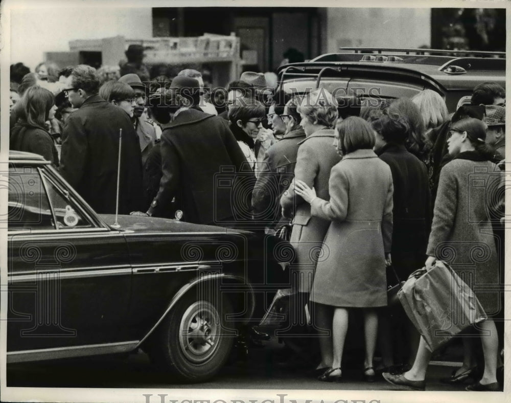 1967 Traffic and Pedestrians on Busy Manhattan Street New York - Historic Images