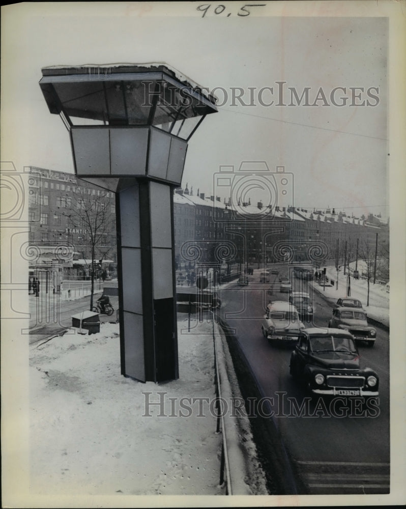 1963 New traffic control system housed in a four sided window tower-Historic Images