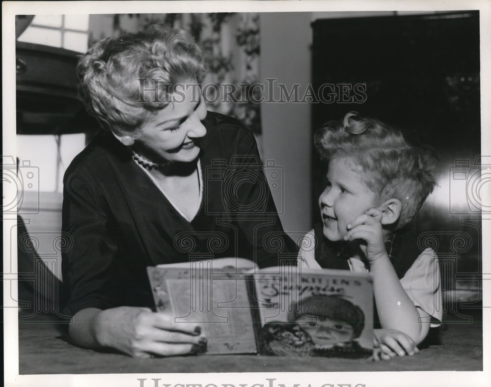 1954 Press Photo Mrs McGuire and her son Jamie McGuire - ned87534 - Historic Images