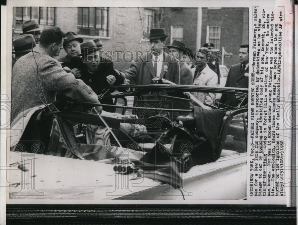 1959 Press Photo Herman Fienberg as he views the bombing damage of the bombing - Historic Images