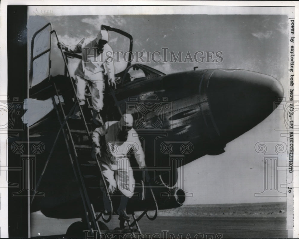 1956 Press Photo of a jet carrying a nuclear device.- Historic Images