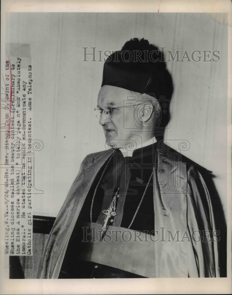 1948 Press Photo Rt. Rev. Bishop John J. Swint of the Wheeling diocese - Historic Images