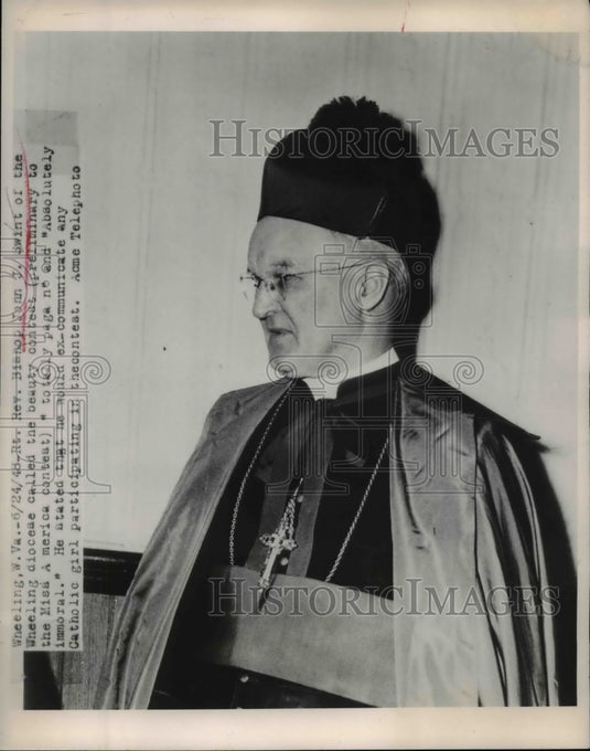 1948 Press Photo Rt. Rev. Bishop John J. Swint of the Wheeling diocese - Historic Images