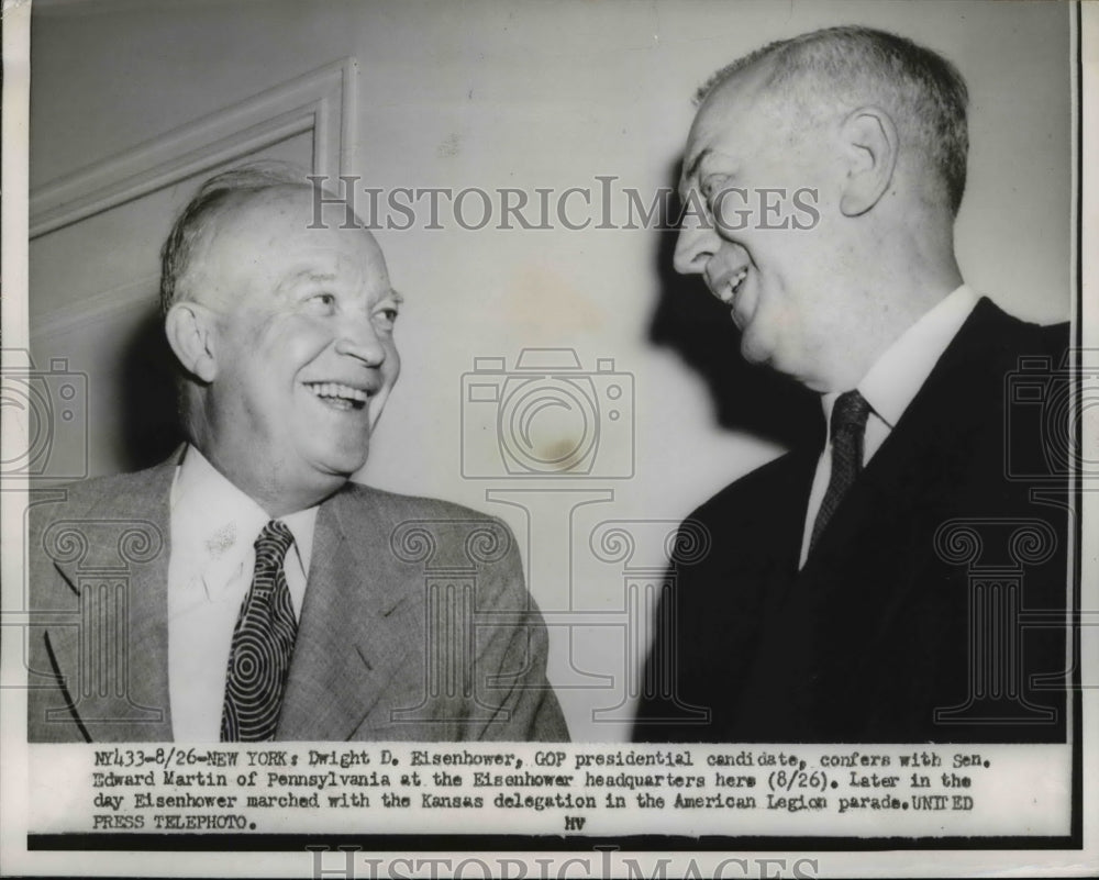 1952 President Dwight D. Eisenhower, Senator Edward Martin - Historic Images