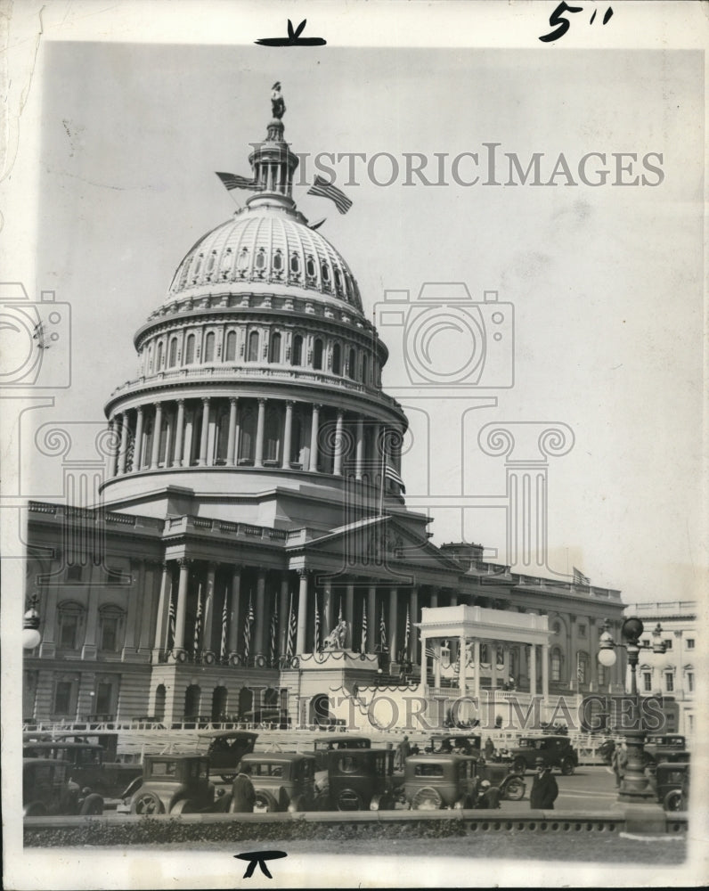 1929 Press Photo Wash DC Capitol decorated for inauguration of H Hoover - Historic Images