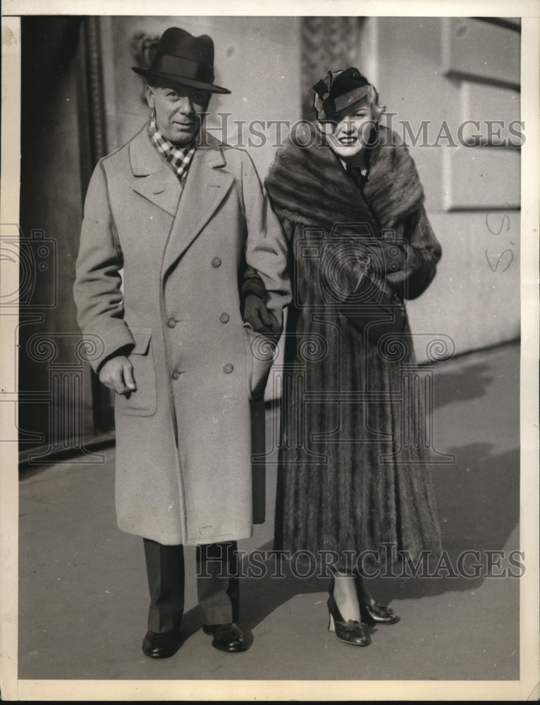 1933 Press Photo NYC Tommy Manville &amp; bride Marcelle Edwards - Historic Images