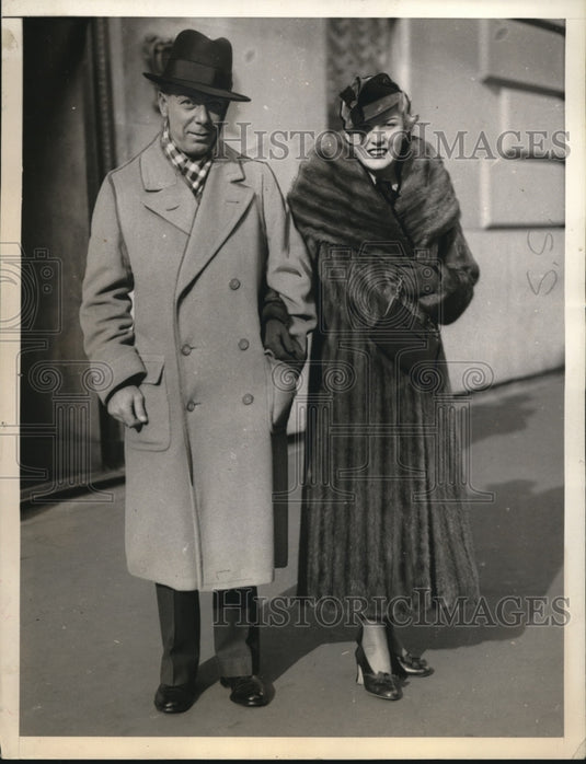 1933 Press Photo NYC Tommy Manville & bride Marcelle Edwards - Historic Images