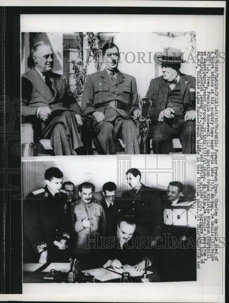 1970 Former French President Charles de Gaulle & President FD Roosev-Historic Images