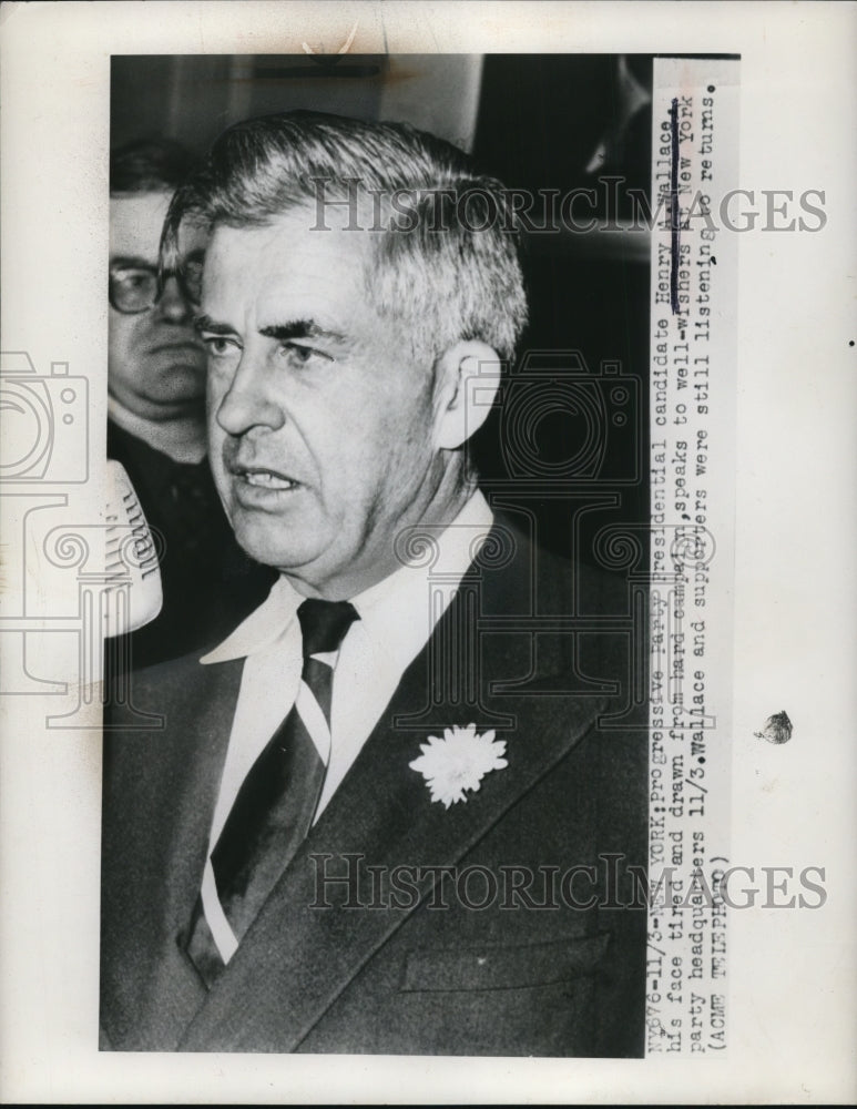 1948 Press Photo Progressive Party Presidential Candidate Henry Wallace - Historic Images