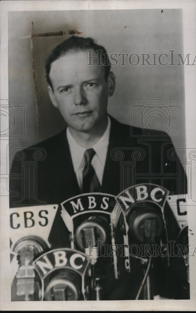 1939 Press Photo Col Charles Lindbergh speech Nation Against War- Historic Images