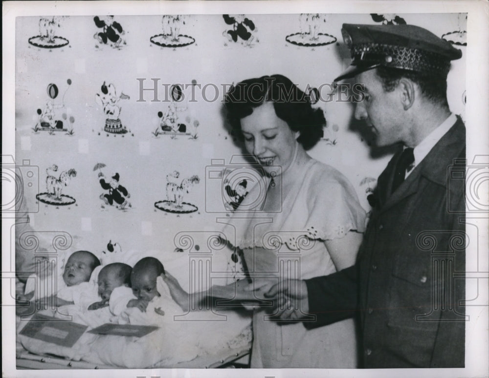 1951 Press Photo Geneva NY David Don ,Dan Haight triplets &amp; Mr &amp; Mrs Rich Haight - Historic Images