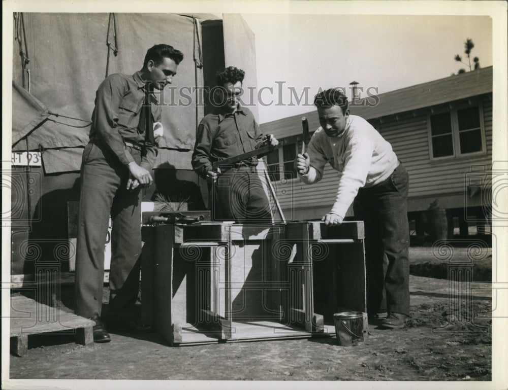 1942 Press Photo Sgt Don Orsine, Joe Kubasham Andy Fellmar at an Army camp- Historic Images