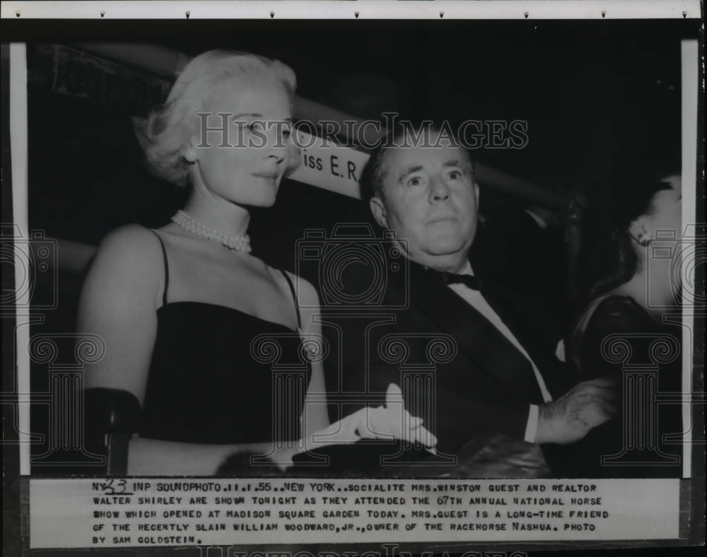 1955 Press Photo NYC Mrs Winston Guest &amp; realtor Walter Shirley - Historic Images