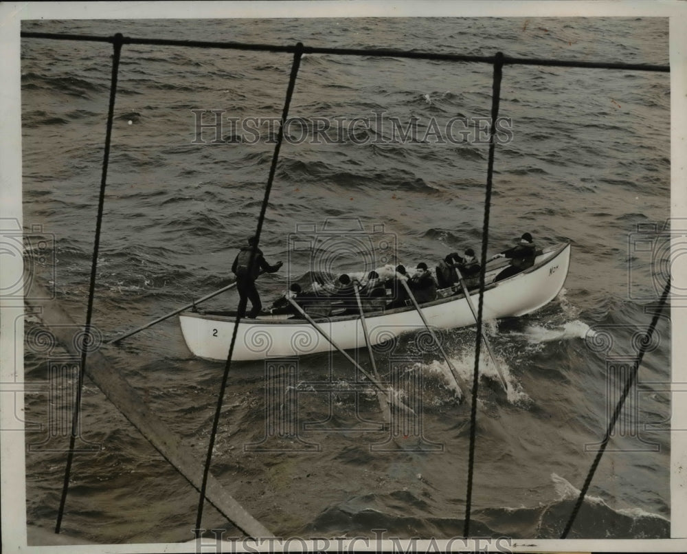 1938 Capr May NJ Winged Mercy flying boat &amp; Coast Guard in a boat - Historic Images