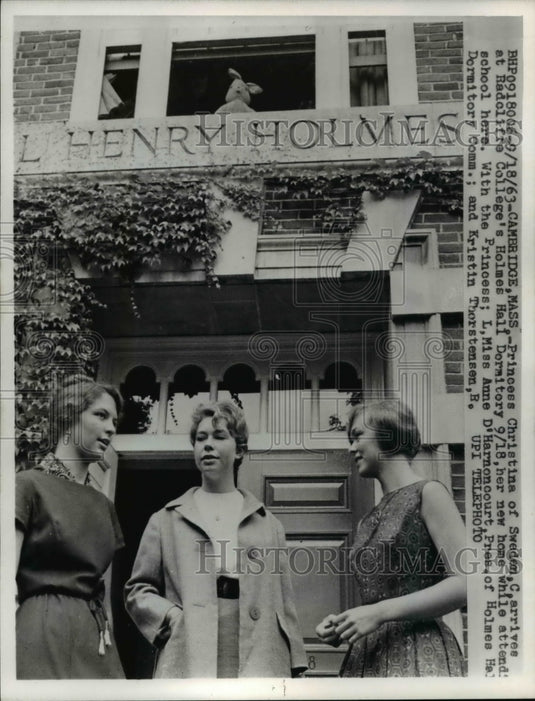 1963 Press Photo Princess Christina of Sweden at Radcliffe College Cambridge MA - Historic Images
