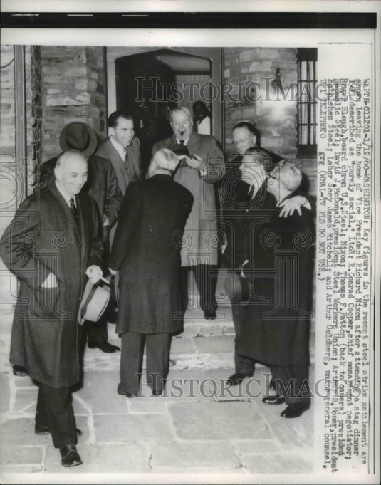 1960 Press Photo Members of Steel Strike Leaving Vice President Nixon's House-Historic Images