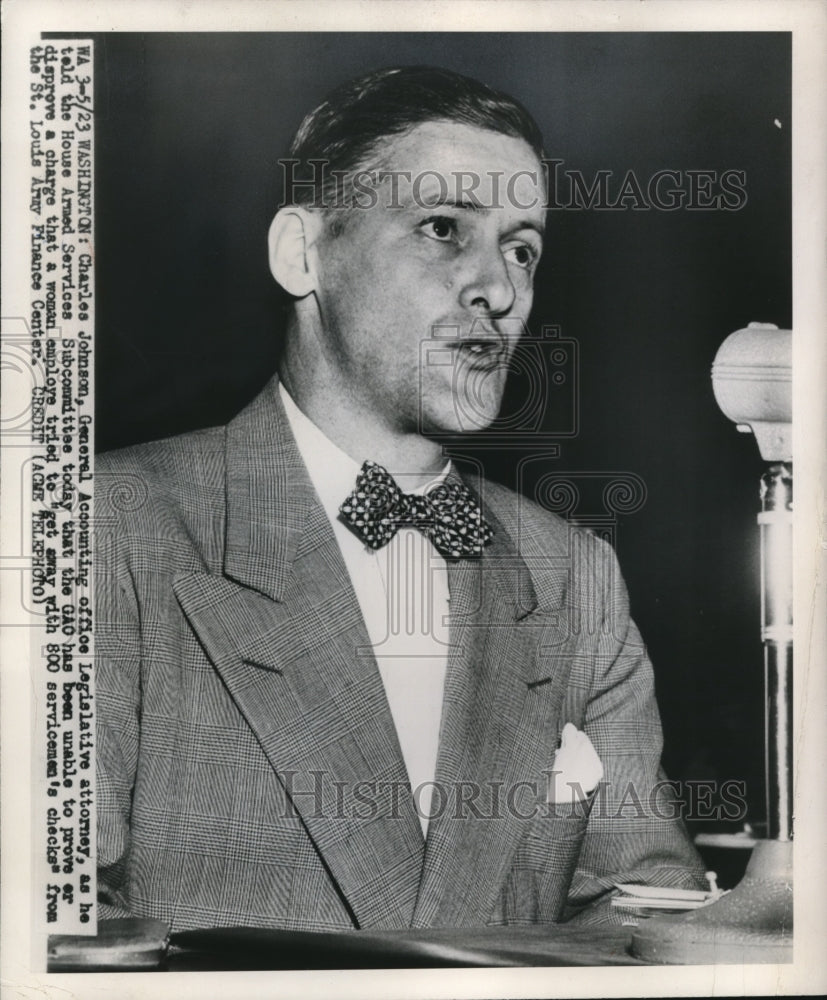 1950 Press Photo Charles Johnson, General Accounting Office Legislative Attorney - Historic Images