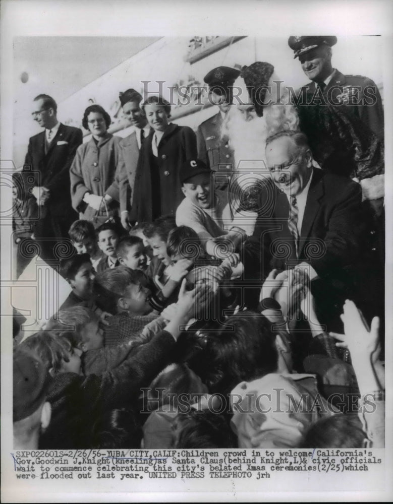 1956 Press Photo California Governor Goodwin J Knoght Surrounded by Children-Historic Images