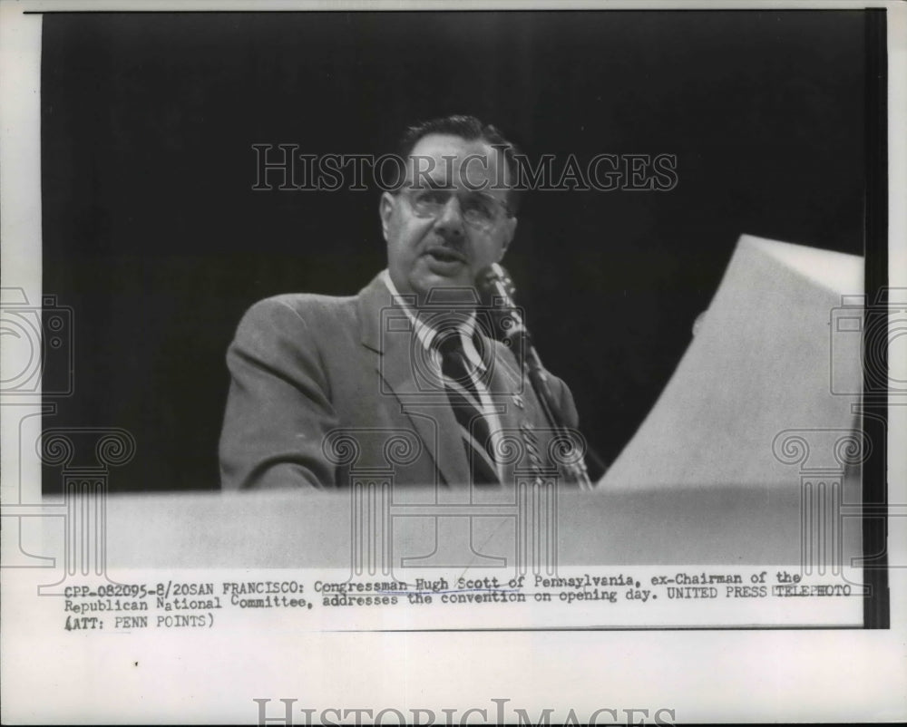 1956 Press Photo of Congressman Hugh Scott of Pennsylvania. - Historic Images