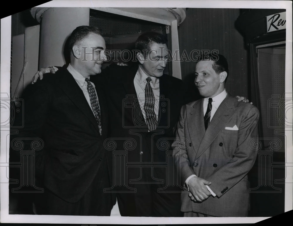 1957 Press Photo Professor Dr. Harry Moore, Ralph Story and Theodore Nadler - Historic Images