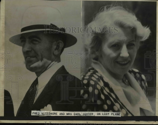 1938 Press Photo Fred Wittimore and Mrs. Carl Squier on Lost Plane - nee26210 - Historic Images