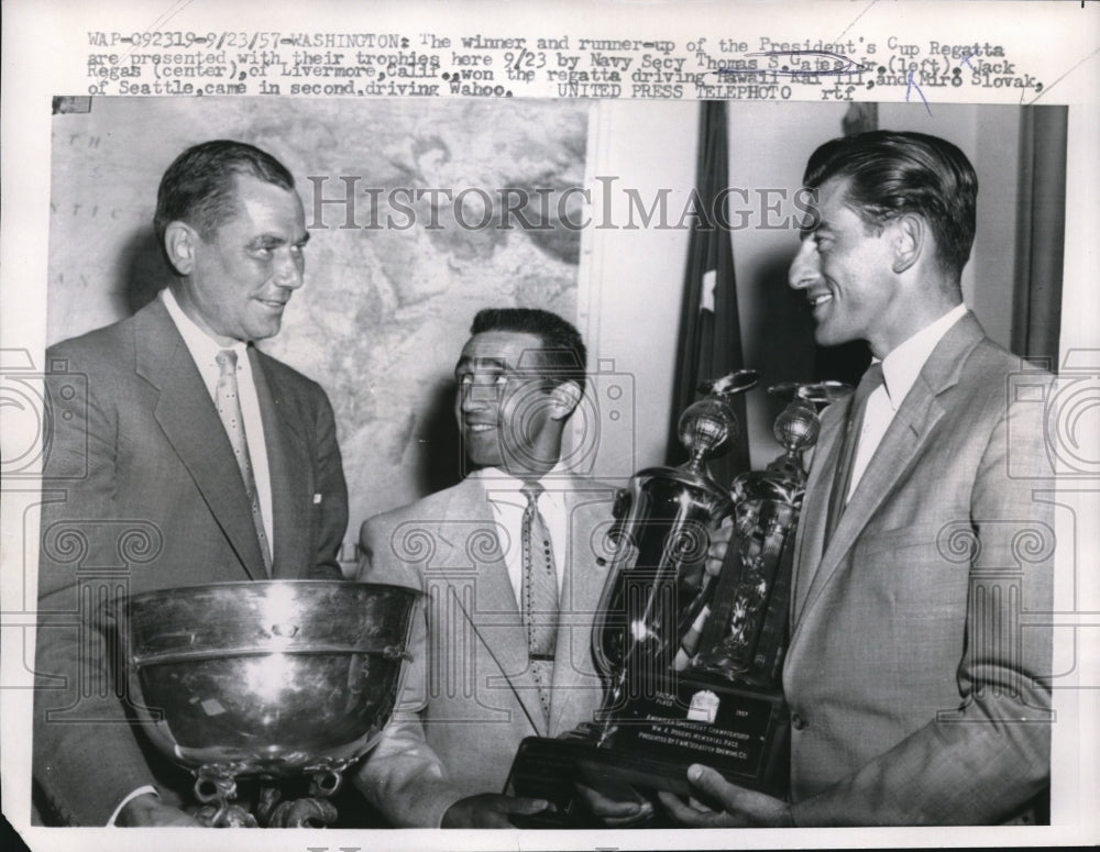 1957 President&#39;s Cup Regatta Winners Jack Regan &amp; Miro Slovak - Historic Images