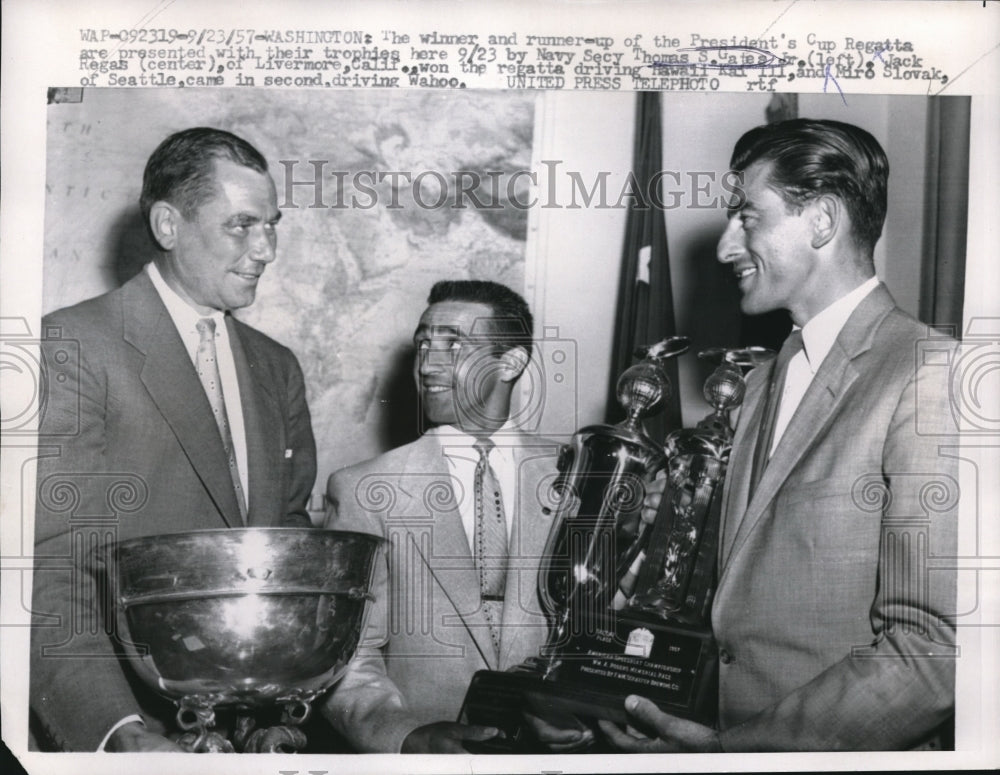1957 President's Cup Regatta Winners Jack Regan & Miro Slovak - Historic Images