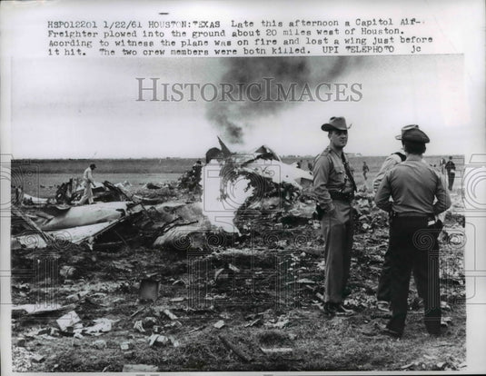 1961 Capitol Air Freighter Plows to Ground in Houston Texas - Historic Images